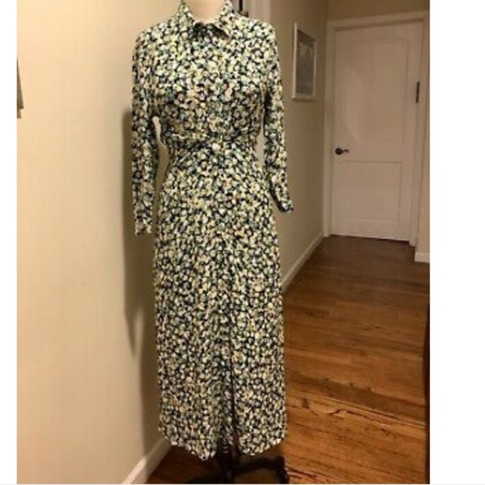 NWT ZARA  PRINTED  MIDI DRESS WITH LONG SLEEVES